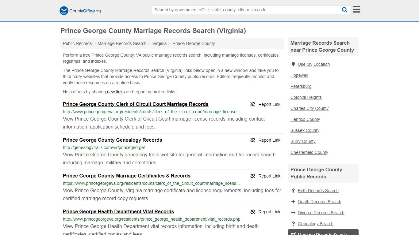 Prince George County Marriage Records Search (Virginia)